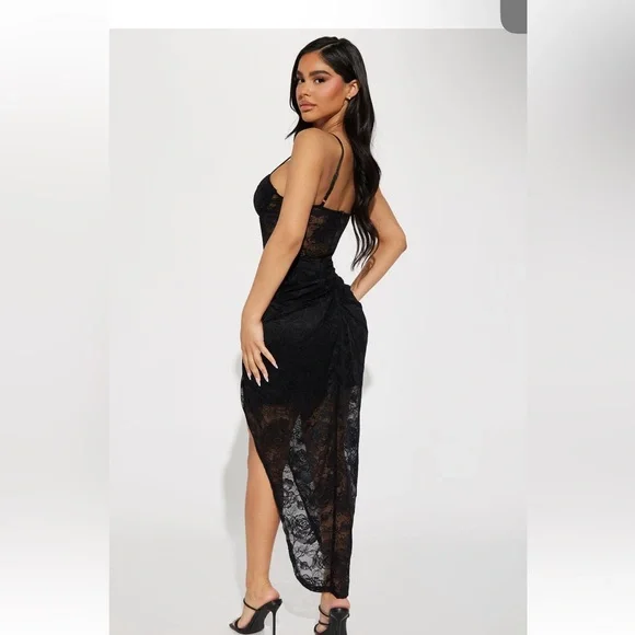 knee length dresses for ladies Lace Corset Shapewear Midi Dress | Side-Slit Hourglass main image 1